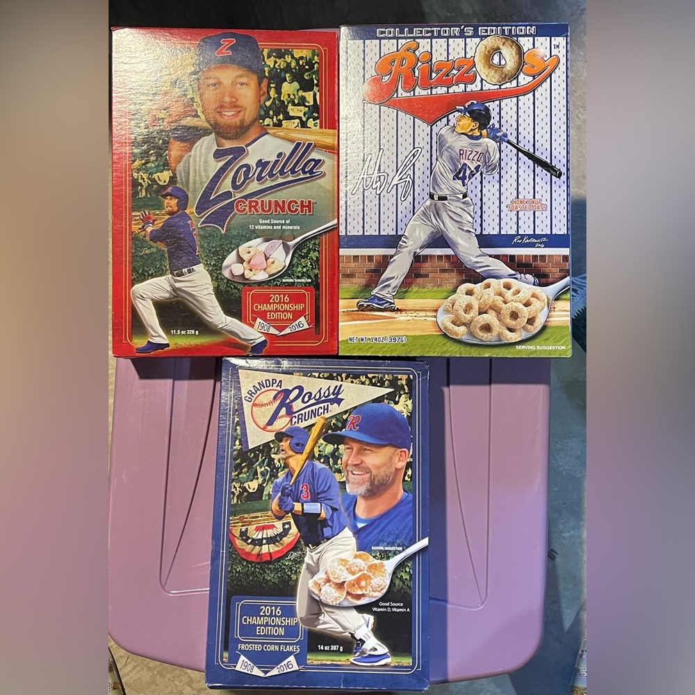 Zorilla RizzO' & Rossy 2016 CUBS Collector's Champ Edition 3 Cereal Boxes-NEW